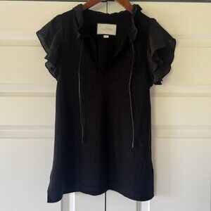 ALEXIE Black Wool Ruffle Sleeve Top – Size M